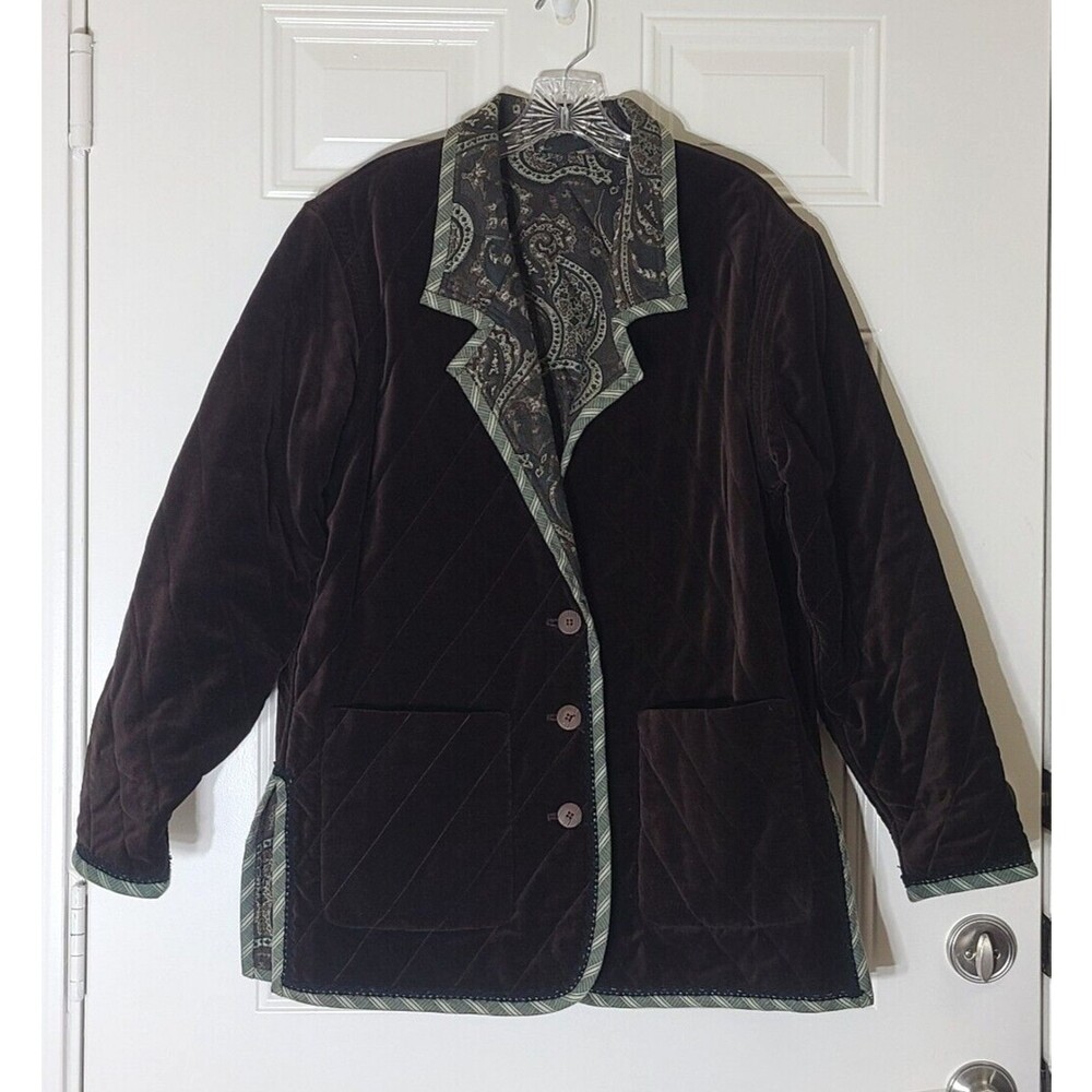 Vintage Reversible Jacket KOOS Of COURSE! Coat Womens Size M Pockets Velour